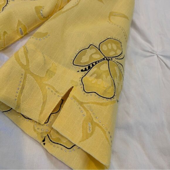 Alfred Dunner Women's Yellow Butterfly Embossed Button Up 3/4 Sleeves Size 14 - Picture 6 of 10